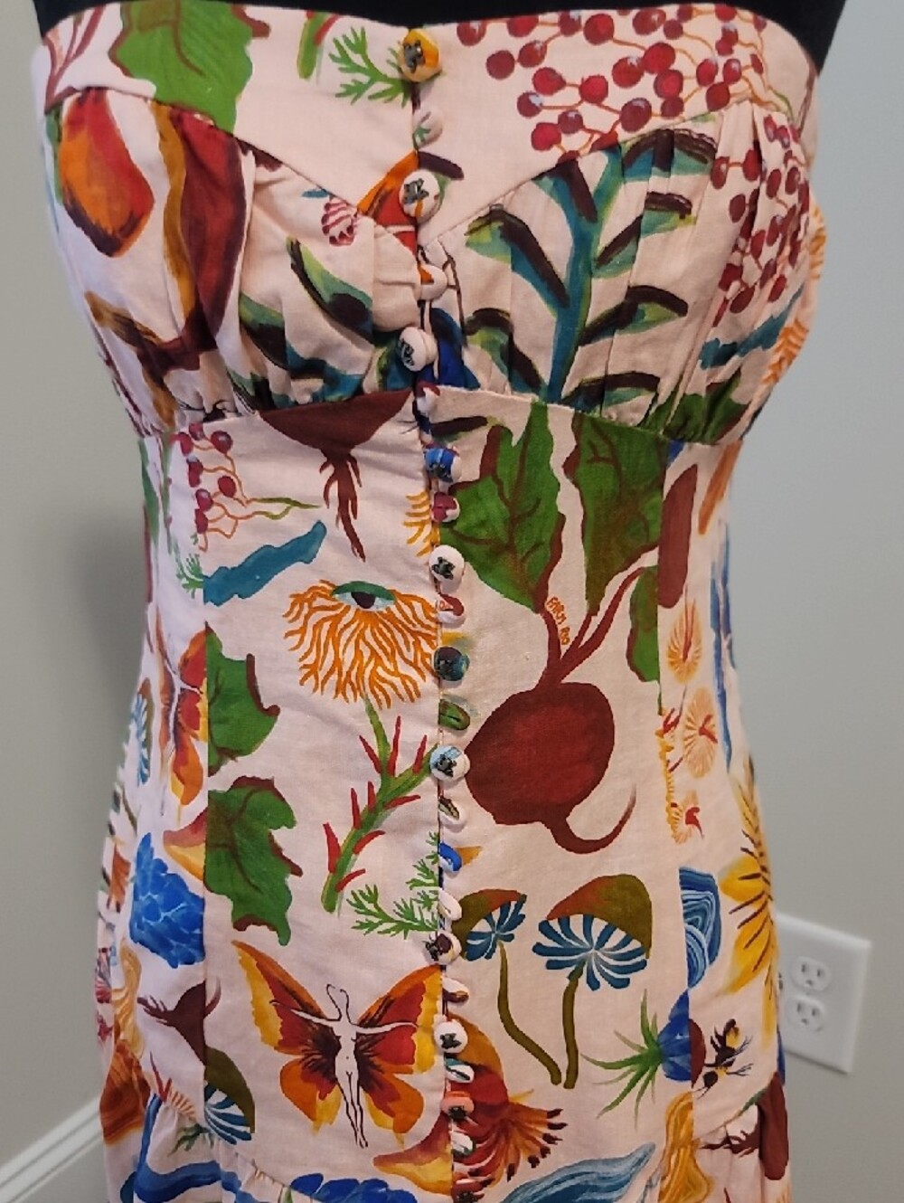 NWT FARM RIO Strapless Maxi Dress with Colorful Botanical Print Size M - Picture 6 of 9